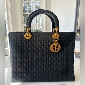 Christian Dior Lady Dior  Black Quilted Handbag Large - No Strap